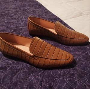 NWOB J Crew Cecile croc embossed smoking flats, 8M